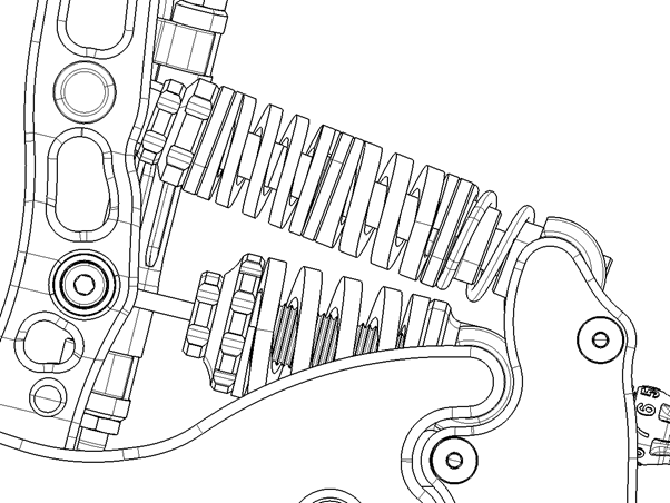 Brake spring assembly inside the pedal