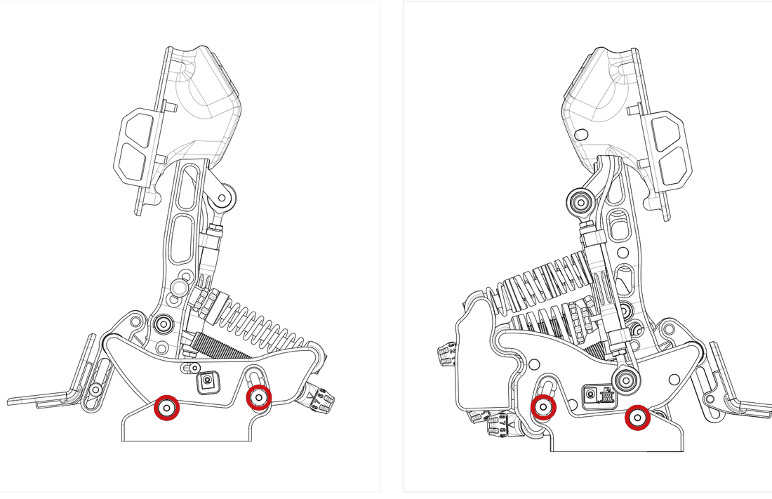 The four bolts joining the pedal base to the pedal foot