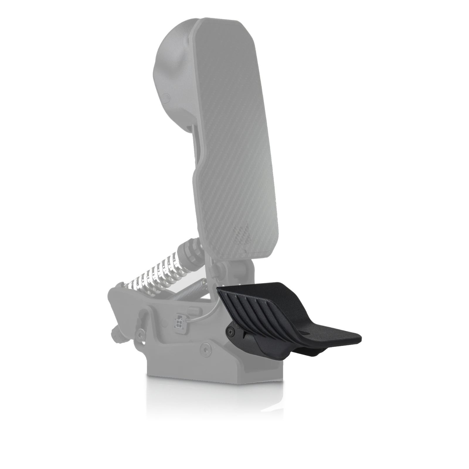 Asymmetric heel cup, left, mounted on a PurrPRO GT pedal
