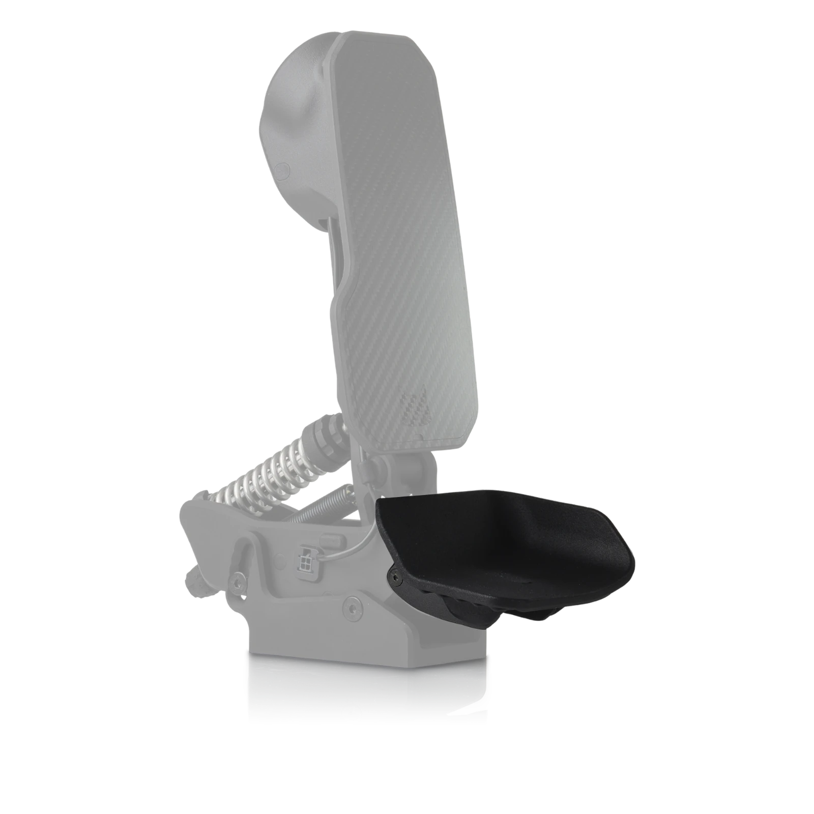 Asymmetric heel cup, right, mounted on a PurrPRO GT pedal
