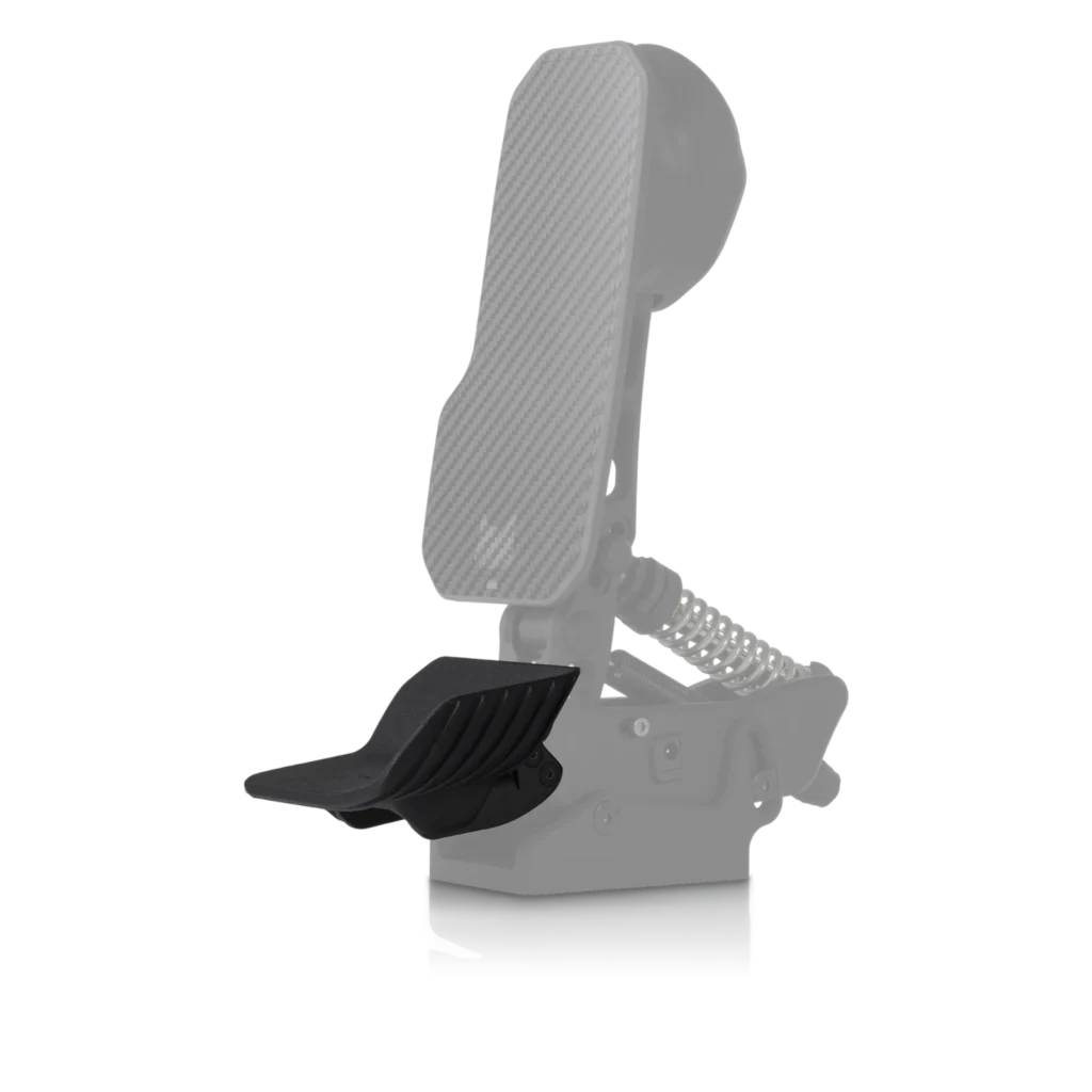 Asymmetric heel cup, right, mounted on a PurrPRO GT pedal, second angle