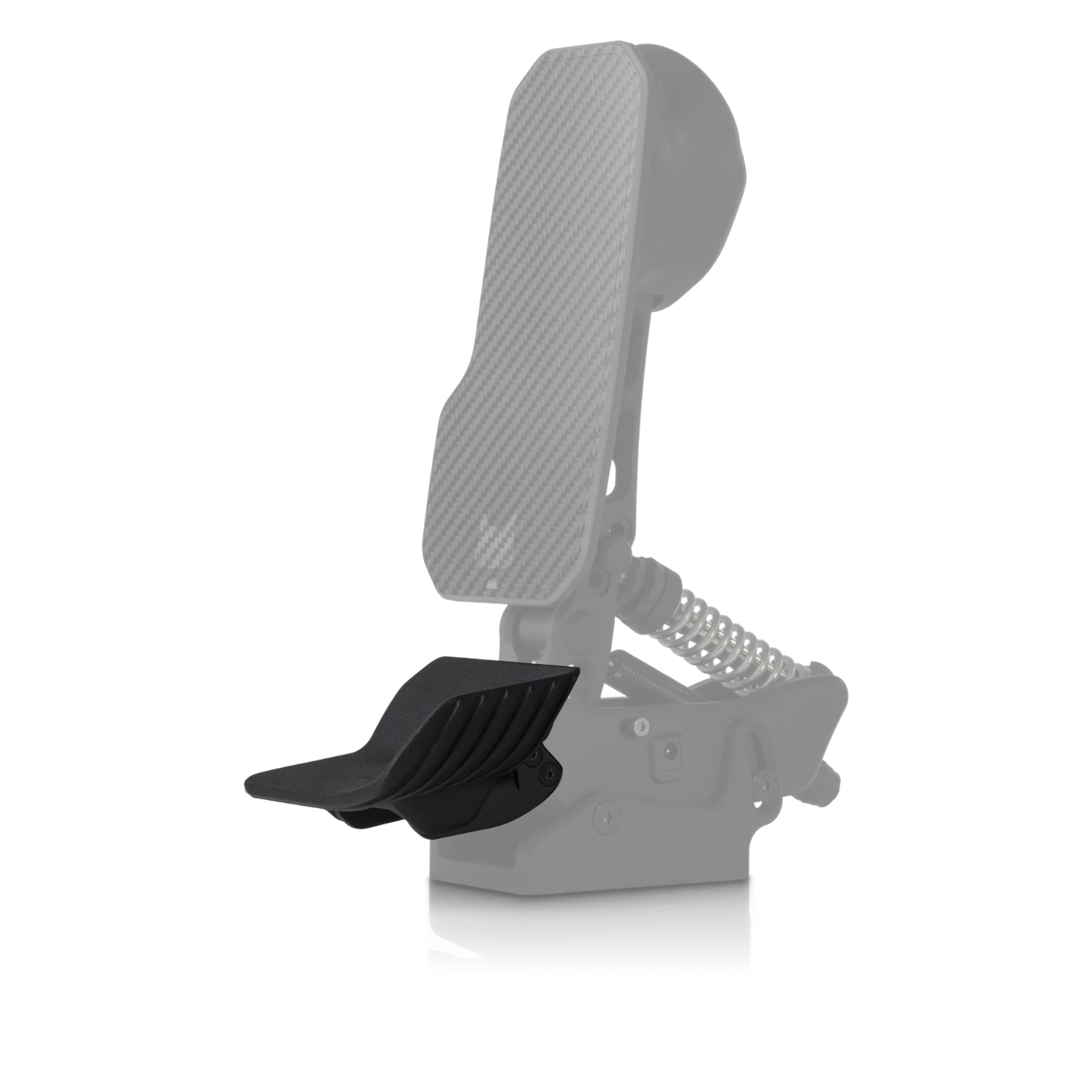 Asymmetric heel cup, right, mounted on a PurrPRO GT pedal, second angle