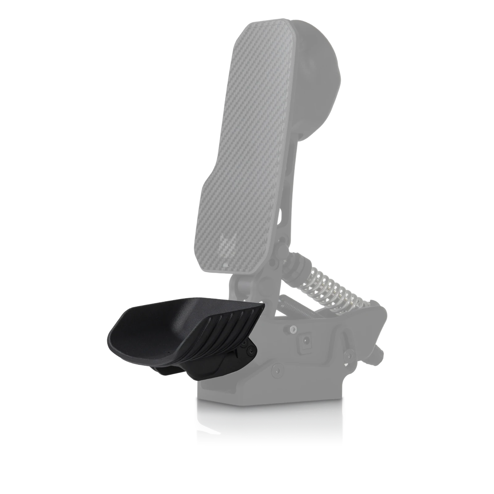 Bespoke heel cup 100 mm mounted on a PurrPRO GT pedal, second angle
