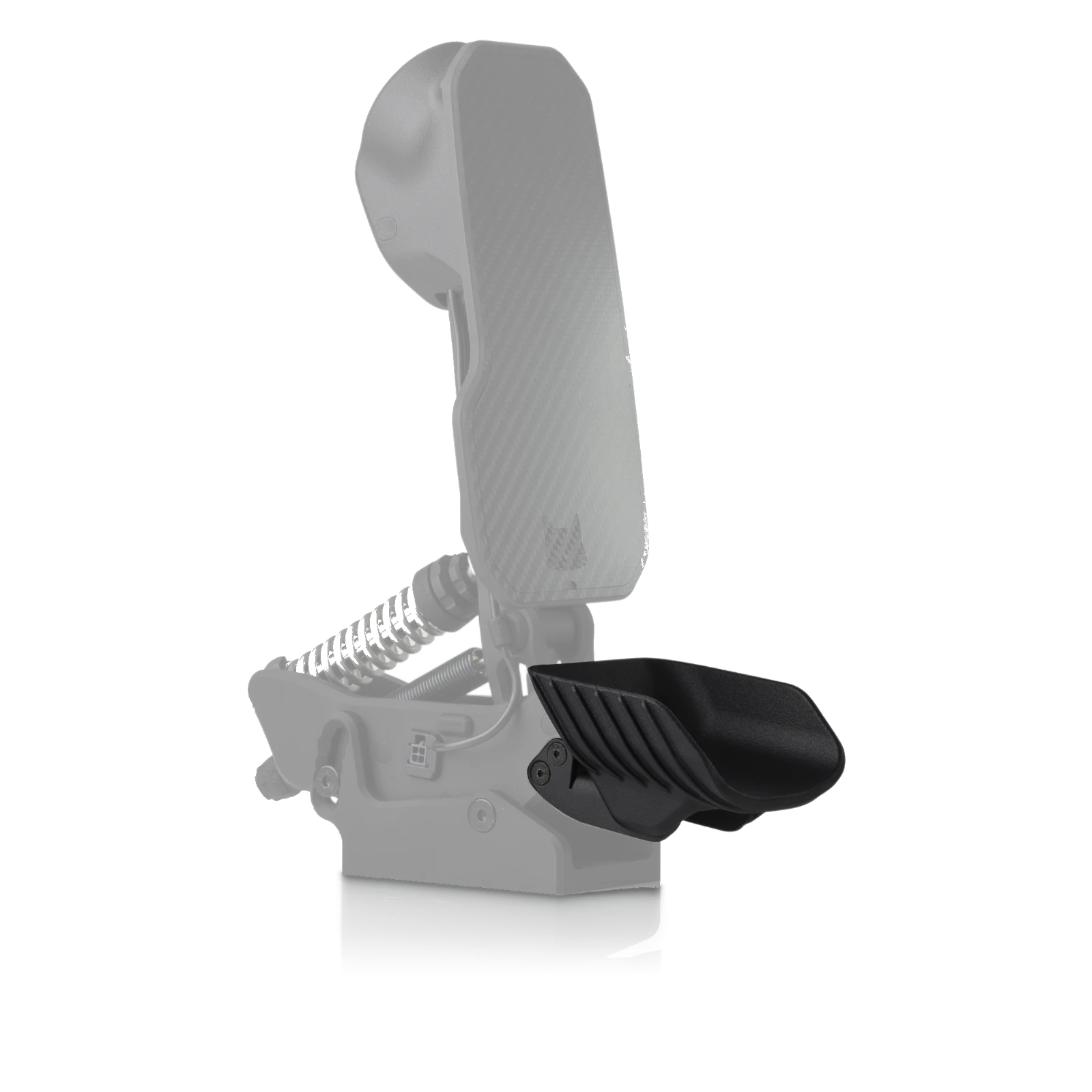 Bespoke heel cup 80 mm mounted on a PurrPRO GT pedal, second angle